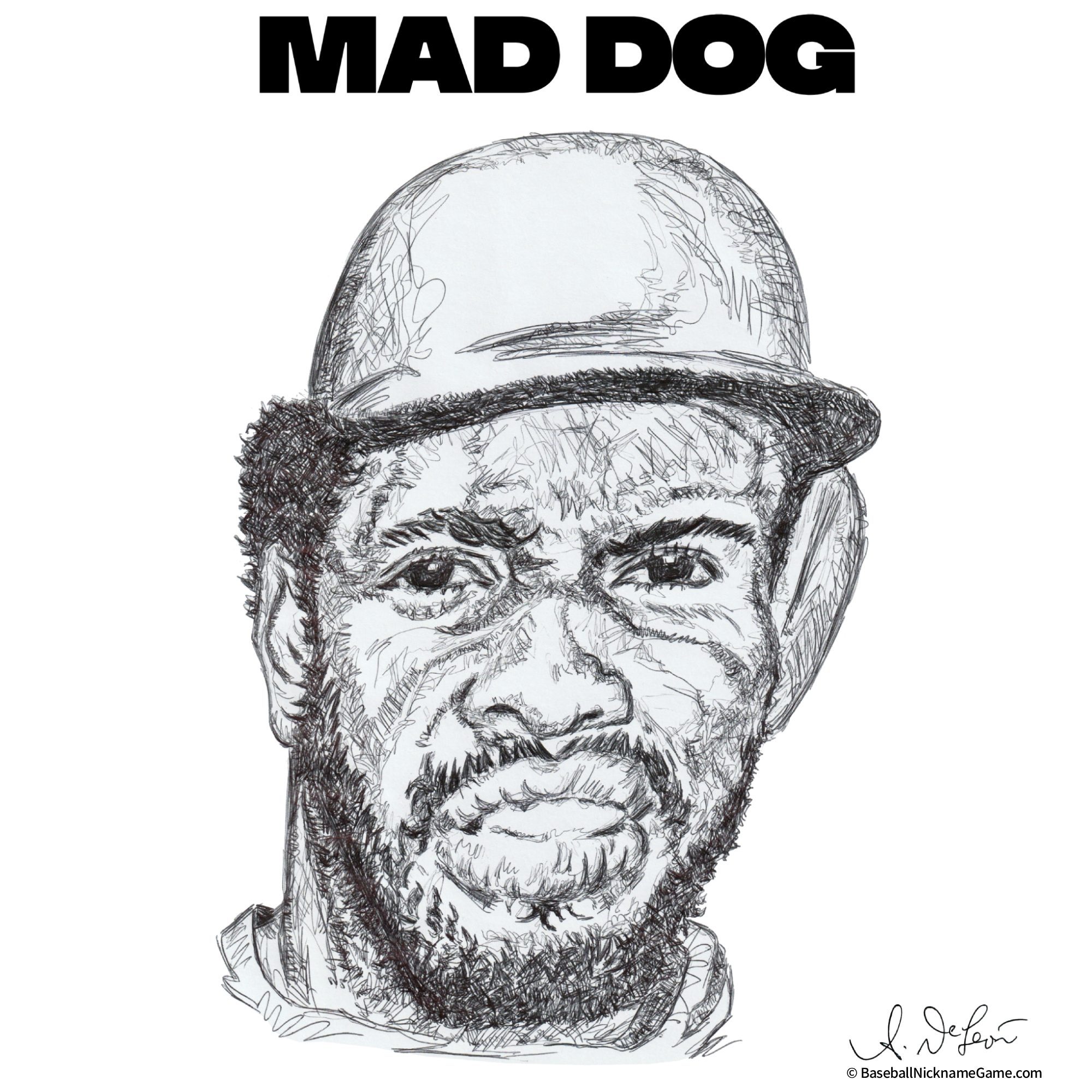 Ballpoint pen scribble art of Bill Madlock, 'Mad Dog'