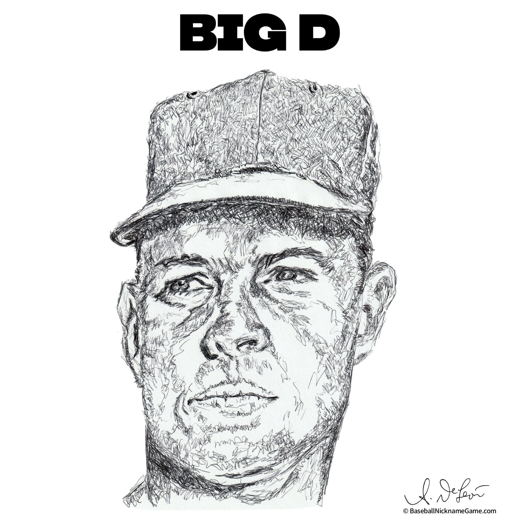 Ballpoint pen scribble art of Don Drysdale, 'Big D'