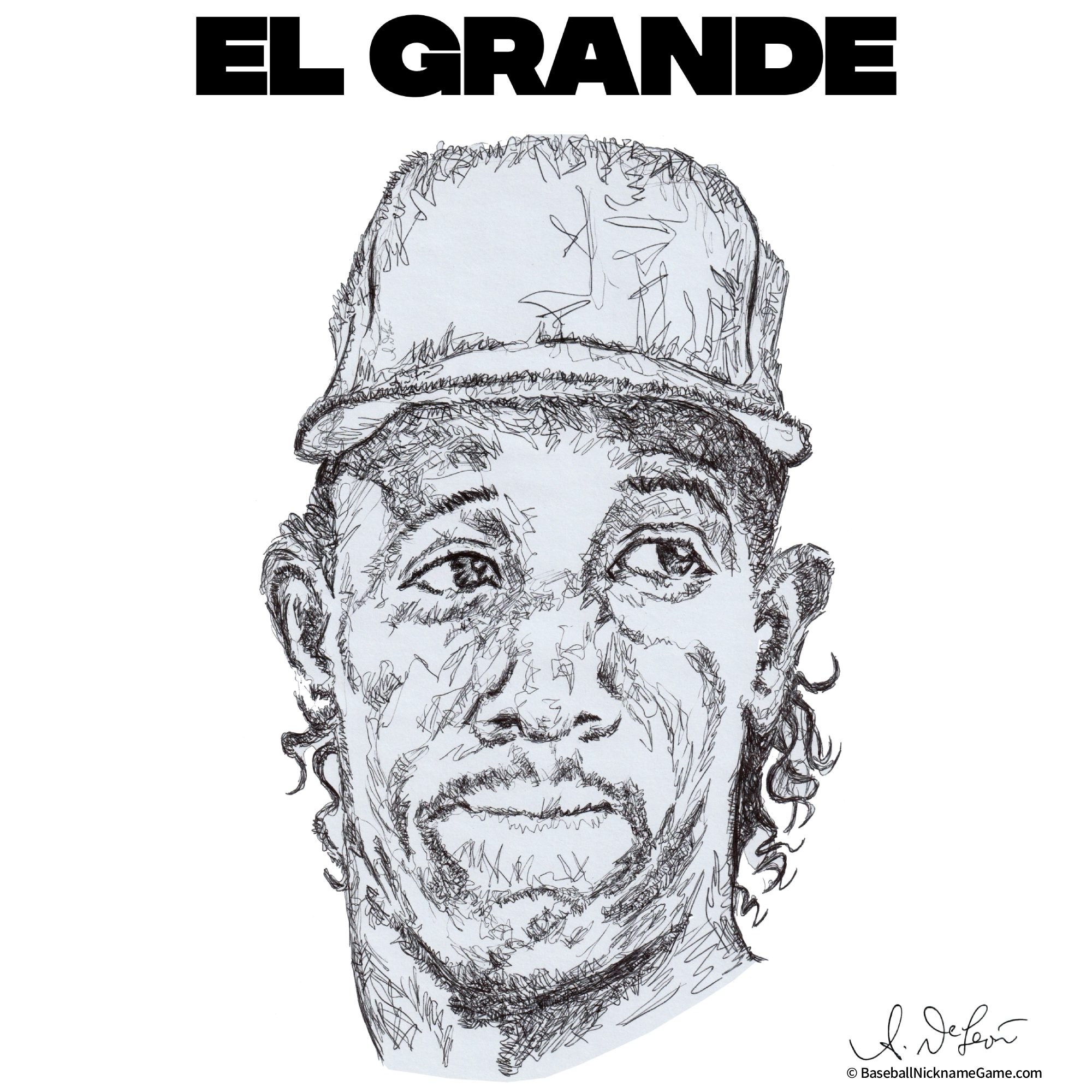 Ballpoint pen scribble art of Pedro Martinez, 'El Grande'